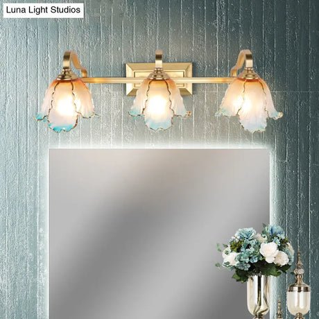 Vintage Gold Wall Light Fixture With Scalloped Textured Glass - Perfect For Bedroom Make-Up Lighting
