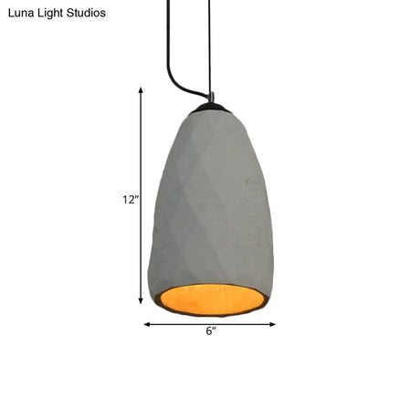 Vintage Grey Cement Mini Pendant Lamp - Dome/Oval Ceiling Light 1-Light 6’/10’ Width