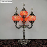 Vintage Hand-Rolled Art Glass Candelabra Table Lamp - Orange/Blue