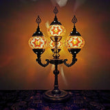 Vintage Hand-Rolled Art Glass Candelabra Table Lamp - Orange/Blue Blue