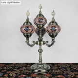 Vintage Hand-Rolled Art Glass Candelabra Table Lamp - Orange/Blue