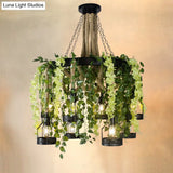 Vintage Hemp Rope Flower Chandelier With Metal Cage And 8 Heads