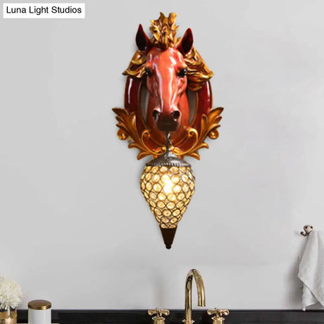 Vintage Horse Resin Wall Light For Living Room - 1 Sconce 10-12 Wide