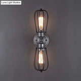 Vintage Industrial 1/2-Light Metal Bulb Wall Sconce With Cage Shade For Restaurants - Black/Nickel