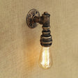 Vintage Industrial Aged Brass Pipe Wall Sconce: Wrought Iron 1-Light Indoor Lighting Antique / A
