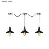 Vintage Industrial Black Iron Saucer Pendant Ceiling Light With 3/5 Bulbs And Wire Connection