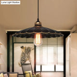 Vintage Industrial Black Metal Pendant Ceiling Light - Scalloped Hanging Style For Restaurant 1