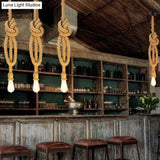 Vintage Industrial Exposed Bulb Pendant Light With Natural Rope - Perfect For Restaurants And