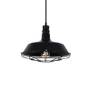 Vintage Industrial Hanging Lamp - Iron Lighting Pendant With Cage Bottom In Black / 10’