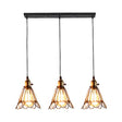 Vintage Industrial Metal Pendant Light - Farmhouse Hanging Lamp With Petal Design (Black 3 Bulbs)