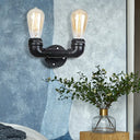 Vintage Industrial Metal Wall Mount Sconce With Dual Heads - Black/Antique Brass Finish For Living