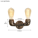 Vintage Industrial Metal Wall Mount Sconce With Dual Heads - Black/Antique Brass Finish For Living