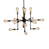 Vintage Industrial Multi-Light Chandelier - Iron Exposed Pendant Lighting For Dining Room Black