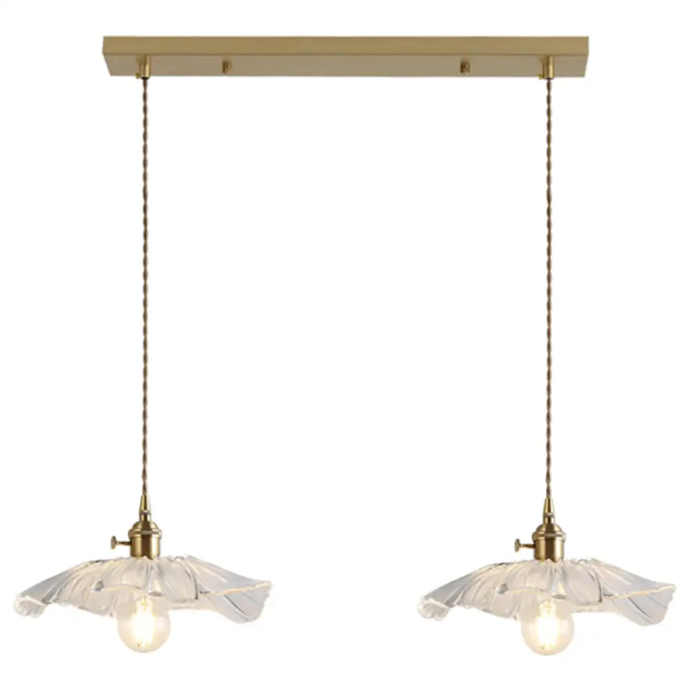 Vintage Industrial Pendant Lamp - Flower Shape Shade With Clear Glass 2 /