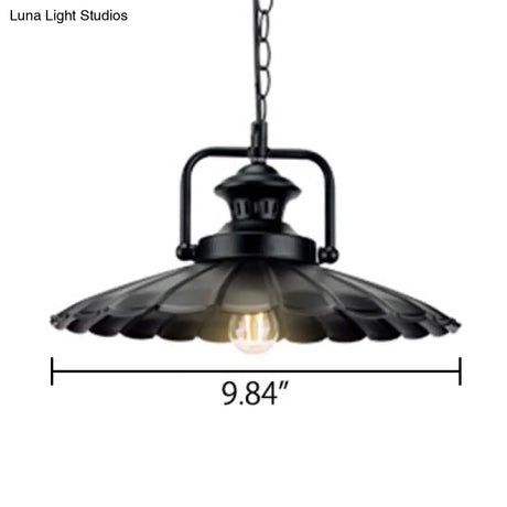 Vintage Industrial Pendant Light - Black Metal Cone Lamp For Indoor Use With 1