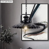 Vintage Industrial Pendant Light - Black Metal Cone Lamp For Indoor Use With 1