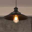 Vintage Industrial Restaurant-Style Black Metal Saucer Hanging Lamp With 1 Head