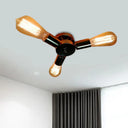 Vintage Inspired Exposed Bulb Semi Flush Pendant Light - 3/6 Lights Metal Ceiling Fixture In Brass