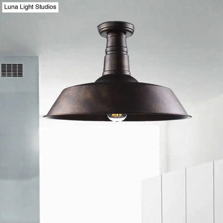 Vintage Iron Barn Dining Room Ceiling Light Fixture - 1 Black/White Semi Flush 10’ 14’ Or 18’