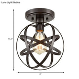 Vintage Iron Bronze Ceiling Light Fixture With Retro Appeal - Semi Flush Mount For Hallway Lighting