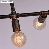 Vintage Iron Ceiling Pendant Light With Bronze Water Pipe Design - Perfect For Living Room