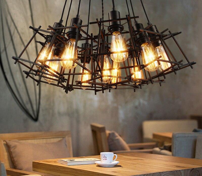 Vintage Iron Frame Chandelier Edison Bulb E27 Holder Loft Restaurant Bar Cafe Living Room Retro