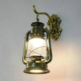 Vintage Iron Kerosene Lantern Wall Light Fixture For Restaurants - 1-Light Bronze / D