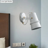 Vintage Iron Wall Sconce With Adjustable Black And White Cone Lamp - Ideal For Living Rooms