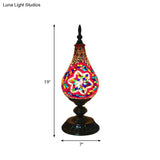 Vintage Led Glass Teardrop Table Lamp - Hand-Crafted White/Red/Yellow Bedroom Nightstand Decor