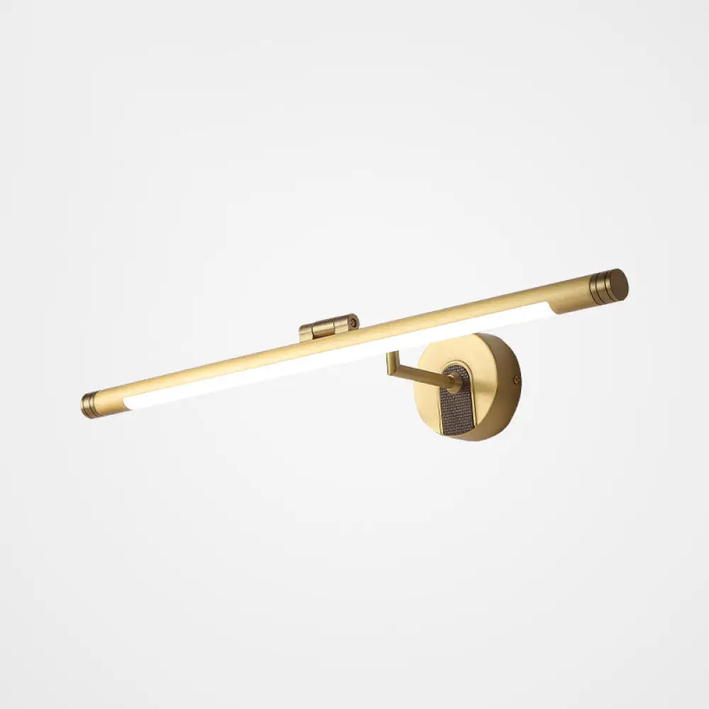 Vintage Led Metal Tubular Vanity Light Wall Sconce For Bath Brass / 18.5