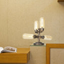 Vintage Led Table Lamp With 4 Bulbs - Amber/Clear Glass Nightstand Lighting For Bedroom Amber / C