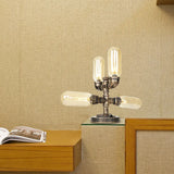 Vintage Led Table Lamp With 4 Bulbs - Amber/Clear Glass Nightstand Lighting For Bedroom Amber / C