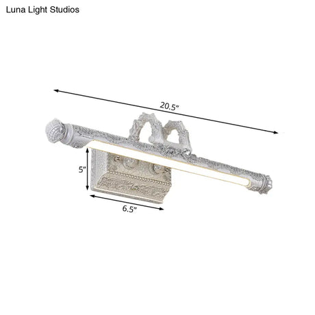Vintage Led Wall Lamp With Carved Metal Shade For Bathroom Vanity - 20.5/23.5 Width