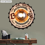 Vintage Led Wall Sconce: Bottle Cap Shape Metal Light For Restaurant Bar