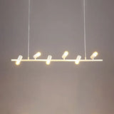 Vintage Linear Island Pendant Light With 6/8 Lights Open Bulbs Black/White Finish Metal Hanging