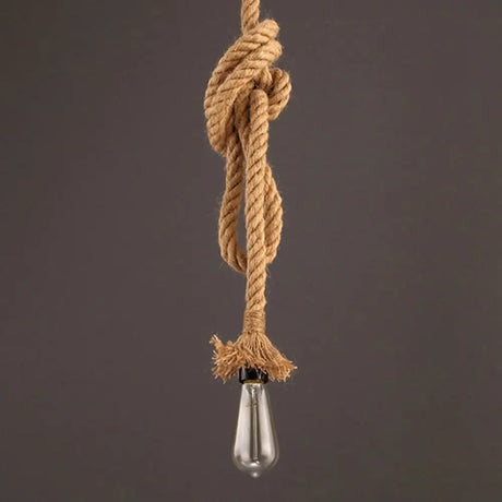 Vintage Linen Rope Pendant Lamp With 1 Light For Dining Room Décor Beige / 39’