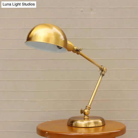 Vintage Loft Metallic Adjustable Desk Lamp - Gold Dome Shade For Bedroom