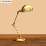 Vintage Loft Metallic Adjustable Desk Lamp - Gold Dome Shade For Bedroom
