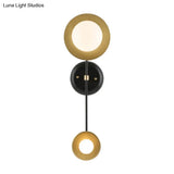 Vintage Metal 2-Light Wall Lamp With Open Bulb For Living Room Décor - Black-Gold Finish