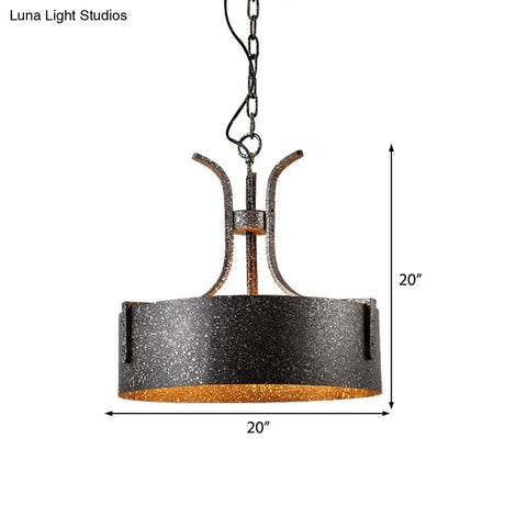 Vintage Metal Black Pendant Lamp With Elk Décor 12.5’/20’ Wide