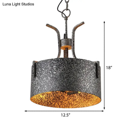 Vintage Metal Black Pendant Lamp With Elk Décor 12.5’/20’ Wide