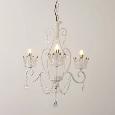 Vintage Metal Candelabra Ceiling Chandelier With Crystal Crown Elegant Living Room Light Fixture 3 /
