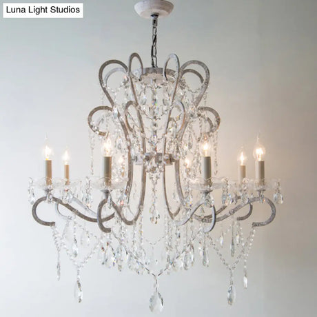 Vintage Metal Chandelier Pendant Light With Crystal Accents - Perfect For Living Room