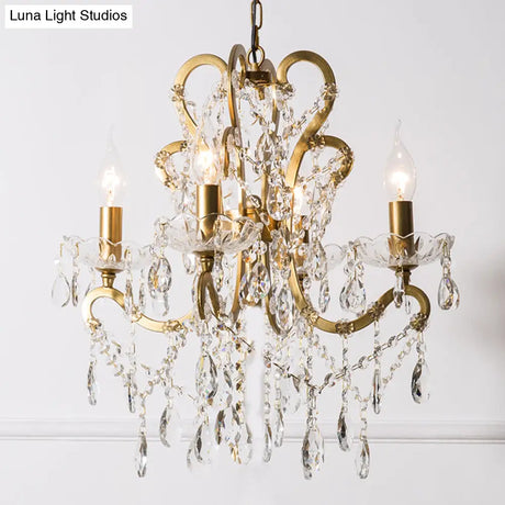 Vintage Metal Chandelier Pendant Light With Crystal Accents - Perfect For Living Room