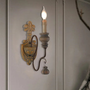 Vintage Metal Distressed Wood Wall Lamp With Curved Arms - 1/2 Lights Perfect For Dining Room Sconce