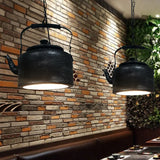 Vintage Metal Led Hanging Lamp For Teapot Restaurant - Black/Gold/Matte Black Finish