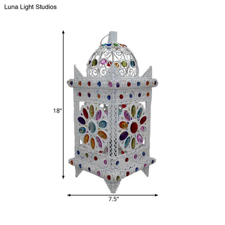 Vintage Metal Nightstand Lamp - White Bedside Lighting For Bedroom