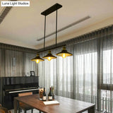 Vintage Metal Pendant Light With 3 Black Cone Shades For Restaurant Or Warehouse