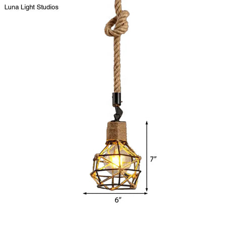 Vintage Metal Pendant Light With Square/Bottle Shade - 1-Light Hanging Ceiling Fixture For Dining