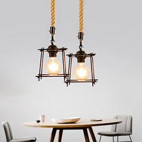 Vintage Metal Pendant Light With Square/Bottle Shade - 1-Light Hanging Ceiling Fixture For Dining